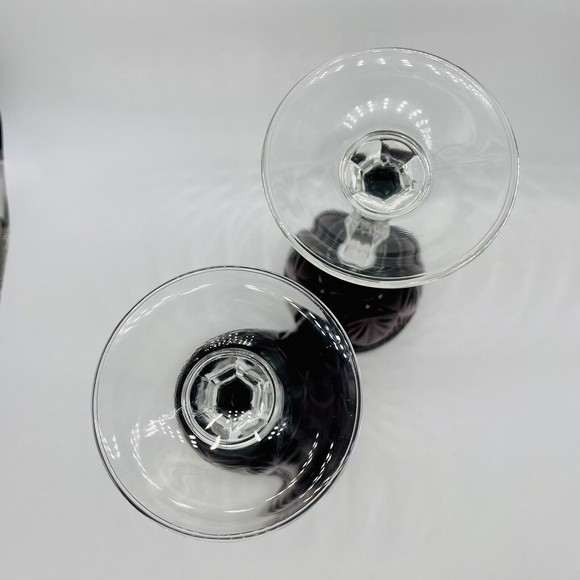 Set Of 2 Cristal d'Arques Durand Antique Ruby Red Wine Goblets Glasses 8” - Picture 5 of 5